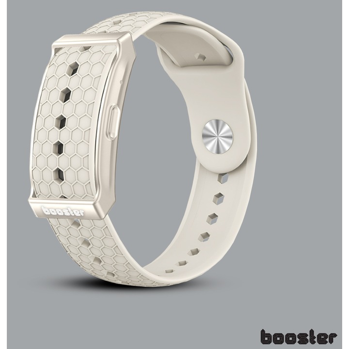 Смарт гривна Booster Ultra за здраве, преносимо устройство за проследяване на активността и фитнеса за мултиспортен режим, непрекъснато автоматично наблюдение на здравните данни през целия ден, подобряване на съня, Бежов силикон