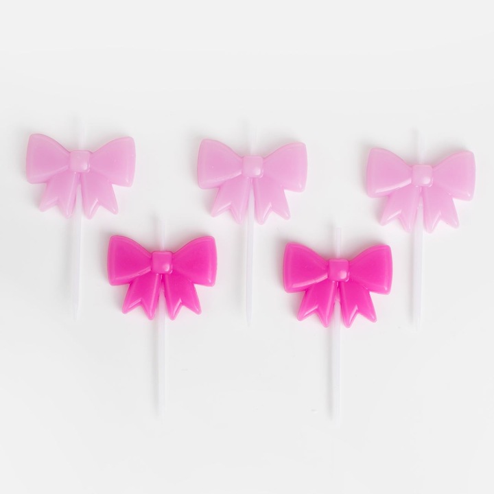 Lumanari Aniversare cu Scobitori Fundite Roz Fuchsia 6cm - 5buc