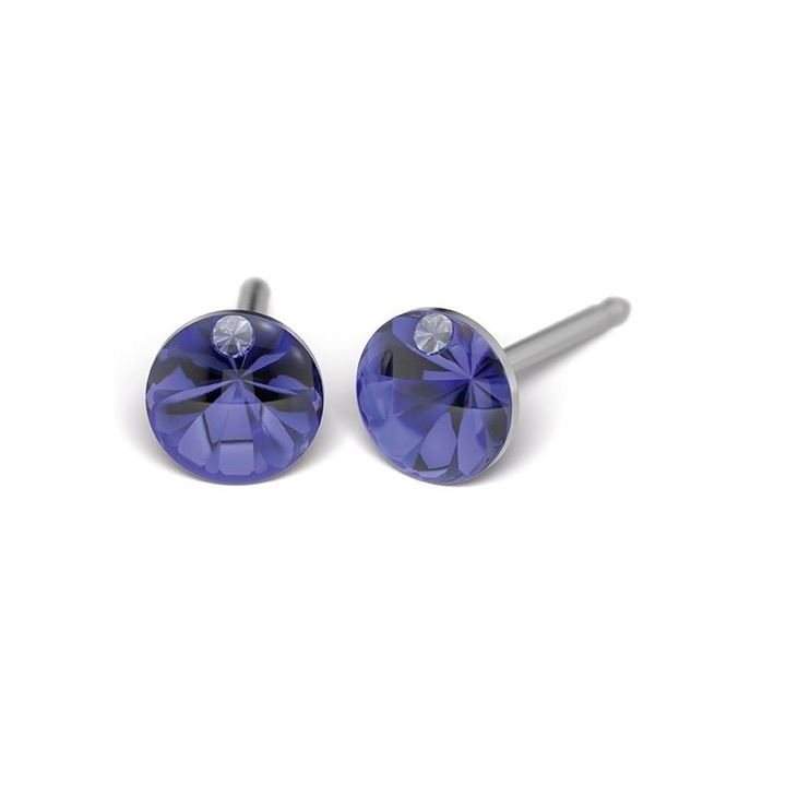Cercei cu dispozitiv pentru piercing, SENSITIVE, otel chirurgical placat cu aur, cristale, set