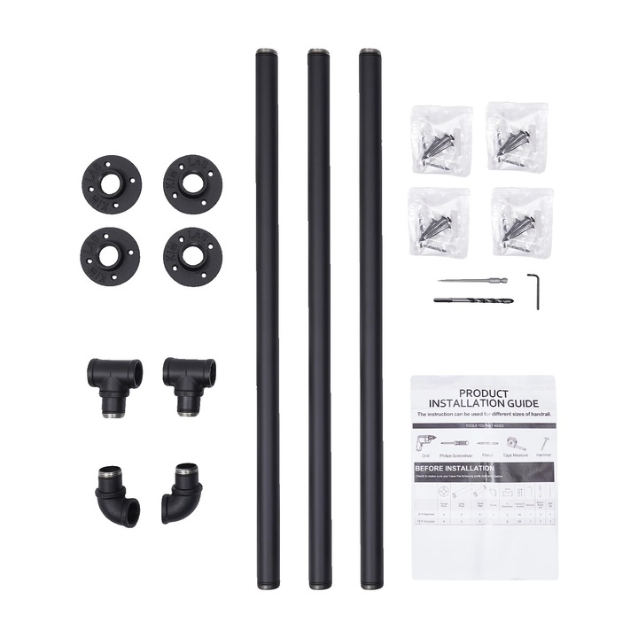 Suport de mana, montat pe perete, constructie durabila, negru