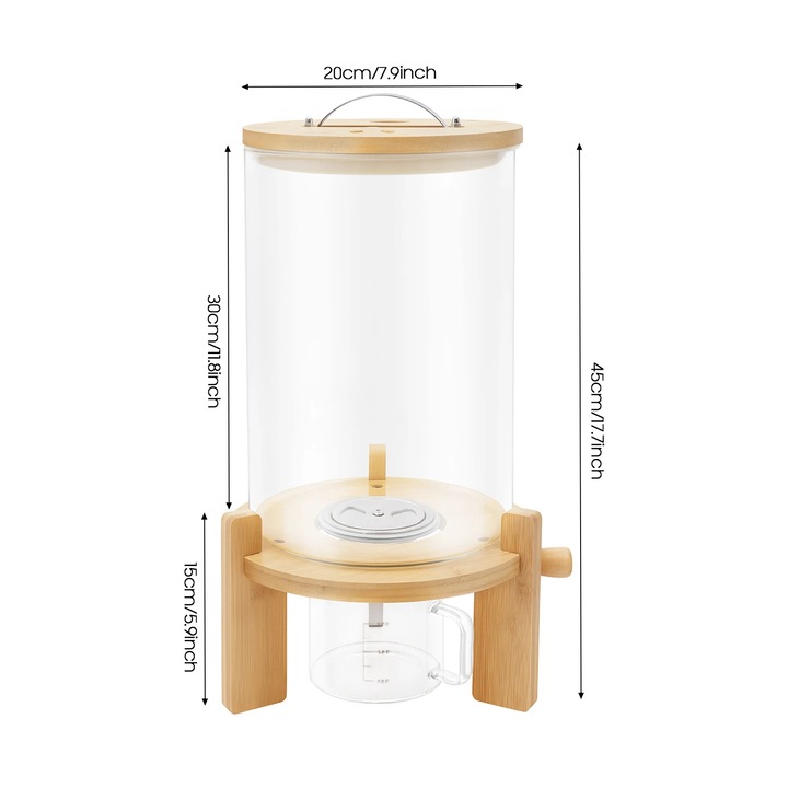 Dozator de cereale, 7.5L, design modern, transparent, M