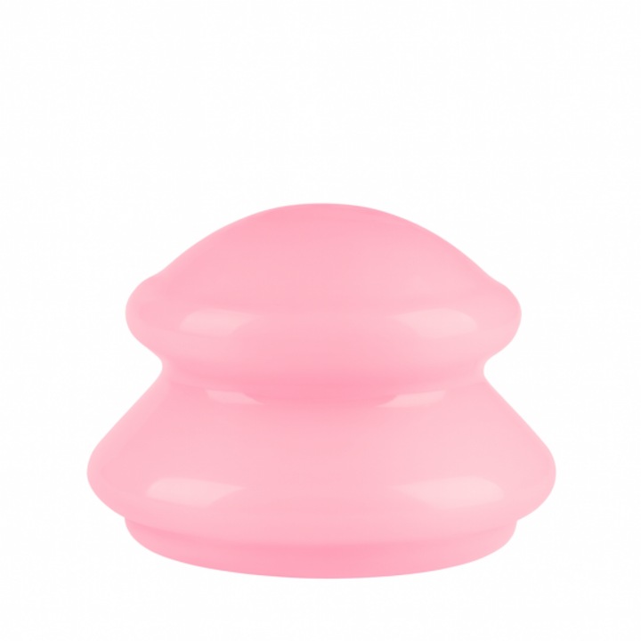 Ventuză cu Mâner din Silicon pentru Masaj Anticelulitic, Roz, Dimensiune L, 5, 5x7, 5cm