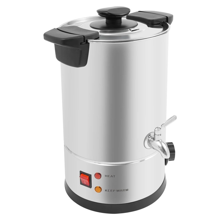 Echipament electric de topire ceara 12L/8L, vas de topire 1800W 220V, temperatura reglabila, inox Ø 18 cm cu capac, priza EU, argintiu/negru