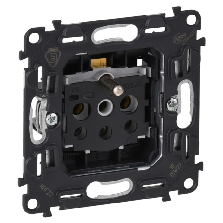 Единичен контакт Legrand VALENA ALLURE, 250V, 16A, черен, вграден монтаж