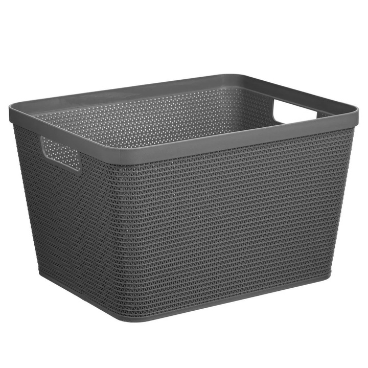 Cos de Depozitare din Plastic Antracit cu Manere 20L