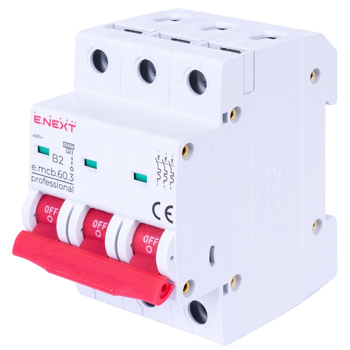 E.NEXT p041037 védőeszköz, 3P, B, 2A, 6kA, 230/400V AC, IP20
