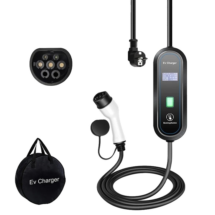 Incarcator portabil pentru vehicule electrice, 3.5kW, 16A, cablu 3.5m, design rezistent la intemperii