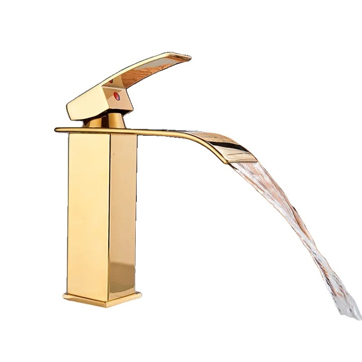 Csaptelep, folyóvíz, egykaros vezérlés, fényes arany, mosogatópultra szerelhető