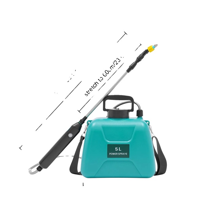 Aparat pentru stropit gradina, 5L, acumulator reincarcabil, verde, 2 duze