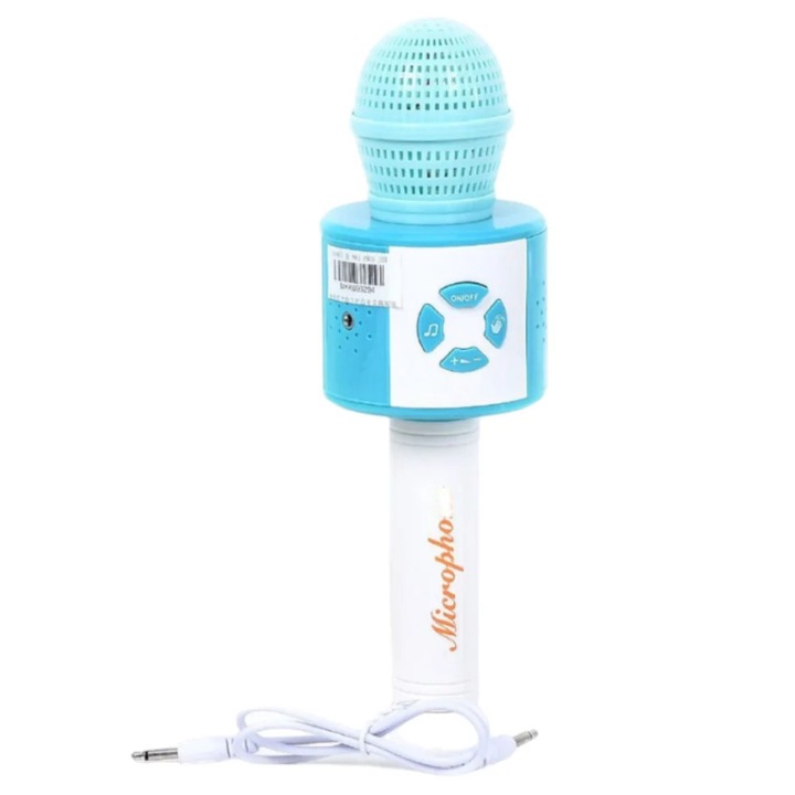 Microfon karaoke, Krista, cu melodii demo, cablu de conectare, verde, 21cm