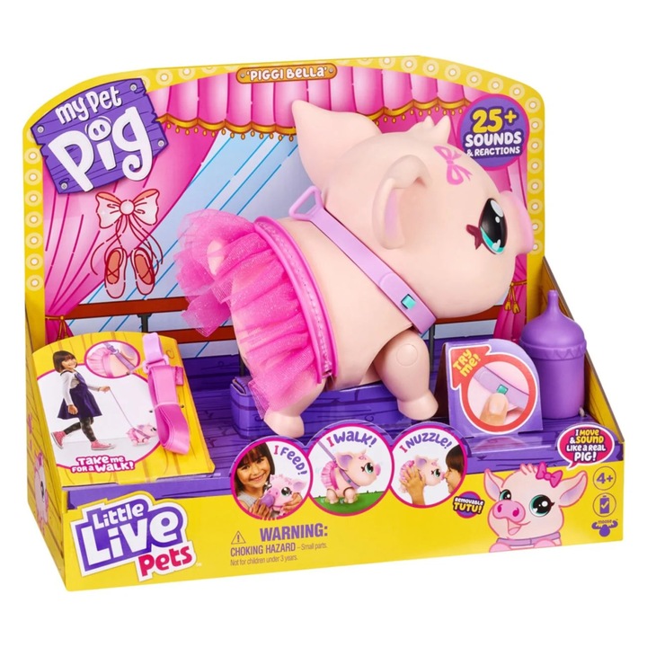 Purcelus interactiv Lucky, set jucărie din pluș, 25 sunete, multi-color, 3 ani
