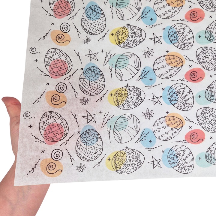 Set 25 bucati Hartie de matase model Paste Festive Egg Mosaic, 28g, 50 x 75cm