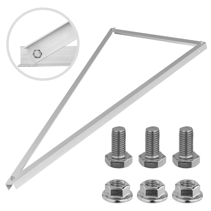 Triunghi de montaj pentru panouri fotovoltaice unghi vertical 30 grade + 3 suruburi M10x20mm