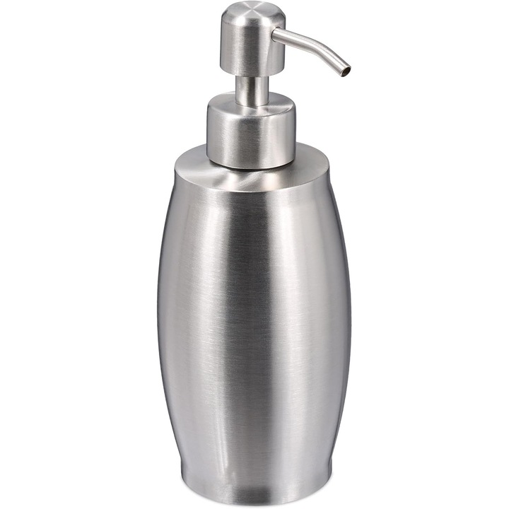 Dispensator sapun Relaxdays, otel inoxidabil mat, 350ml, 17.5x8x7cm