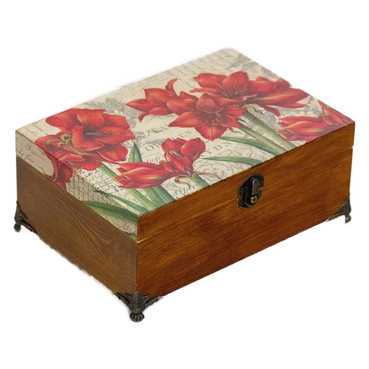 Cutie pentru pliculete de ceai, 6 compartimente, lemn, handmade, 21, 5x16x7, 5 cm