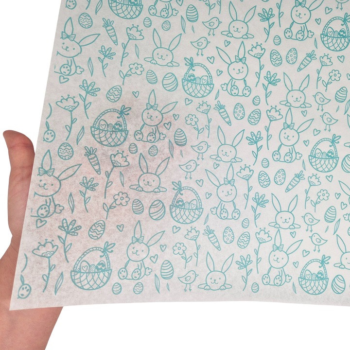 Set 500 bucati Hartie de matase model Paste Turquoise Spring Field, 28g, 50 x 75cm