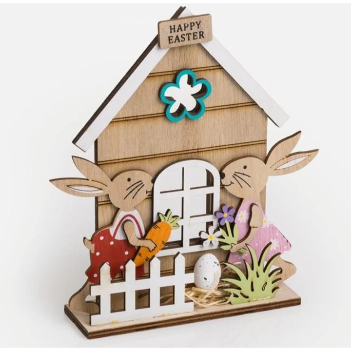 Casa Decorativa cu Iepurasi 15, 5x4x18cm