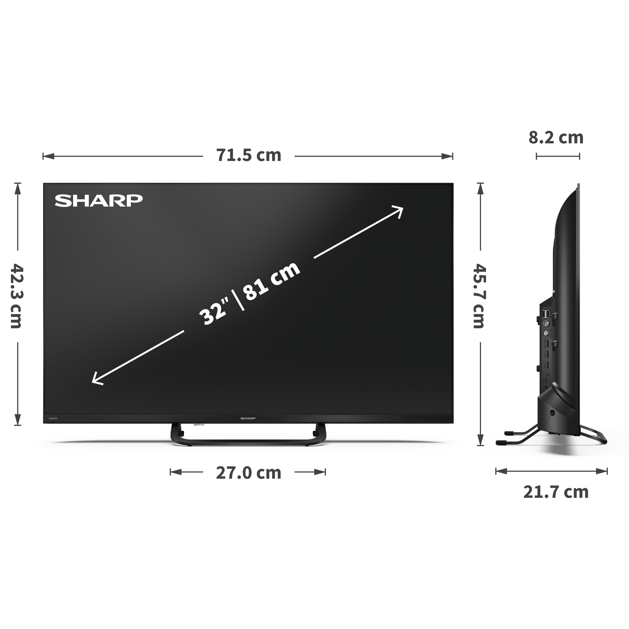 SHARP 32HF3865E 80cm Full HD QLED Google TV