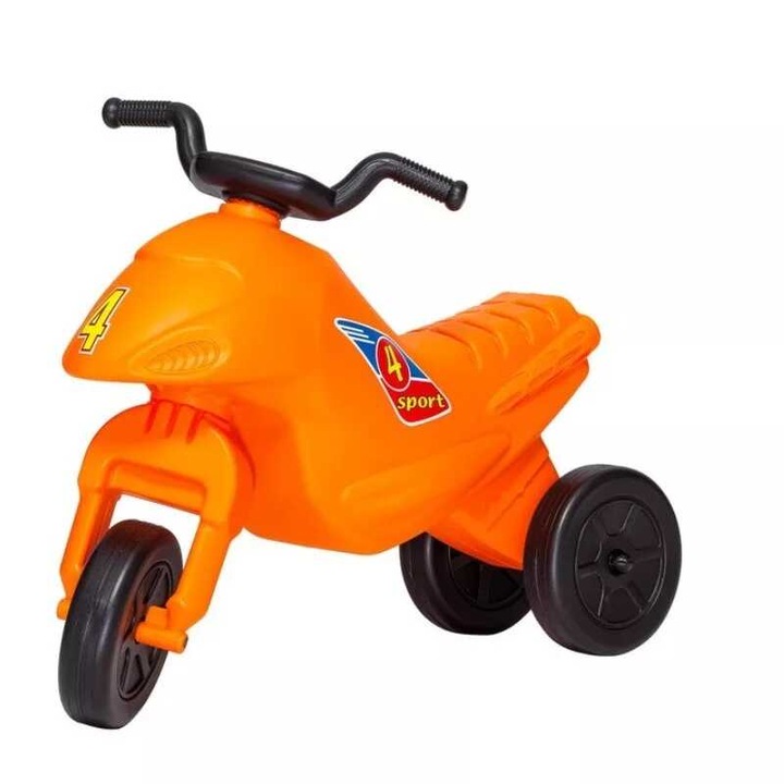 Sport 4-es Junior Пластмасов 3-колесен детски мотор за бутане - оранжев