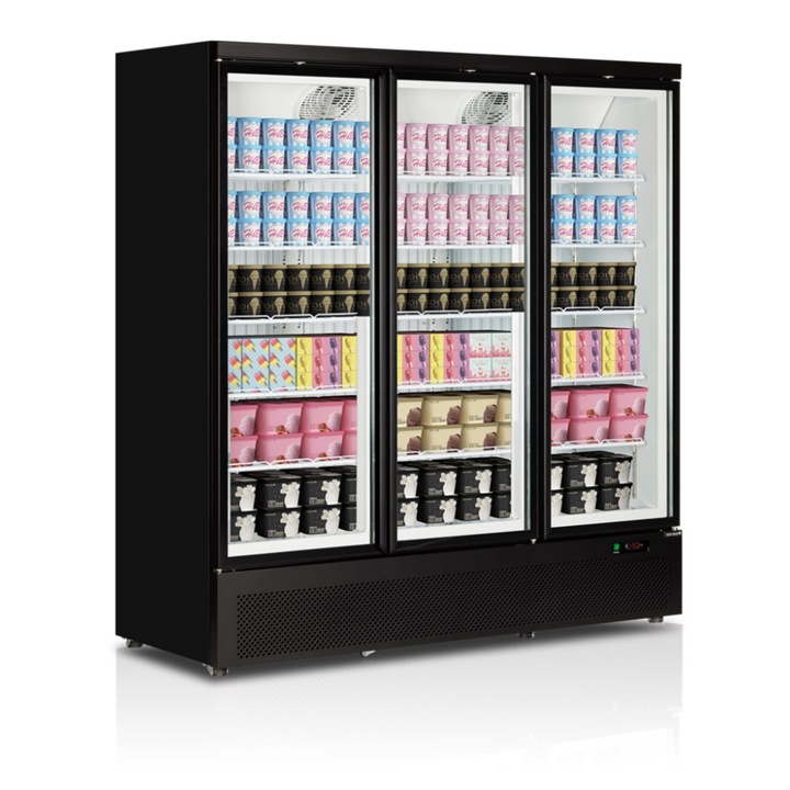 Congelator Tefcold F3DB, 3 usi sticla, 1563L, -18/-22C, Negru, 1880x760x2003mm