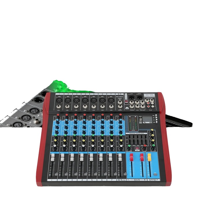 Mixer audio, 8 canale, interfata audio Bluetooth, suport USB, 12.6x8x4 inches, 3.7 kg