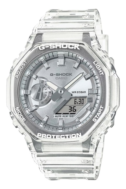 Casio, Часовник G-Shock с каишка от смола, Прозрачен