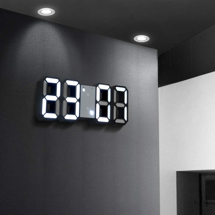 3D LED digitális ébresztőóra, Digitális ébresztőóra, Falióra, Modern, Irodába/asztalra