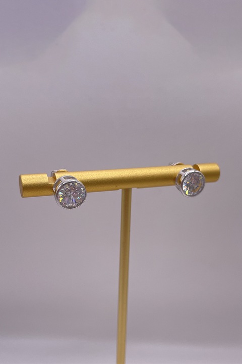 Steliani, Cercei din argint veritabil cu tija si zirconia, Transparent