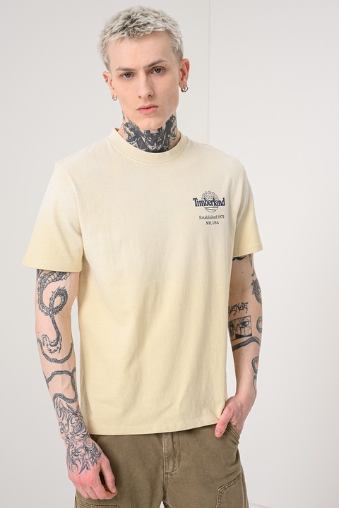 Timberland, Sunfaded Back pamutpóló, Világosbézs/Tengerészkék