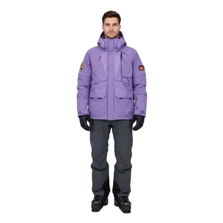 Jacheta sportiva barbati Phenix Alpine Satellite, rezistenta la vant, violet, poliamida, cu gluga, set de iarna, L INTL