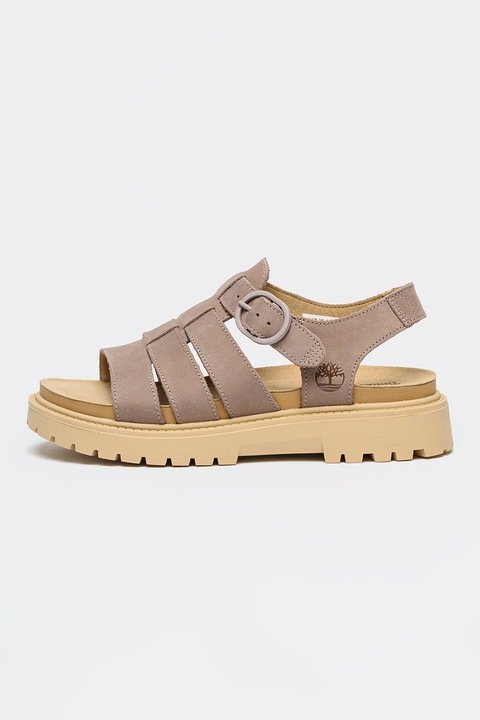 Timberland, Sandale din piele cu catarama Clairmont, Violet prafuit