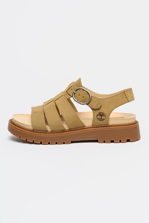 Timberland, Sandale din piele cu catarama Clairmont, Kaki