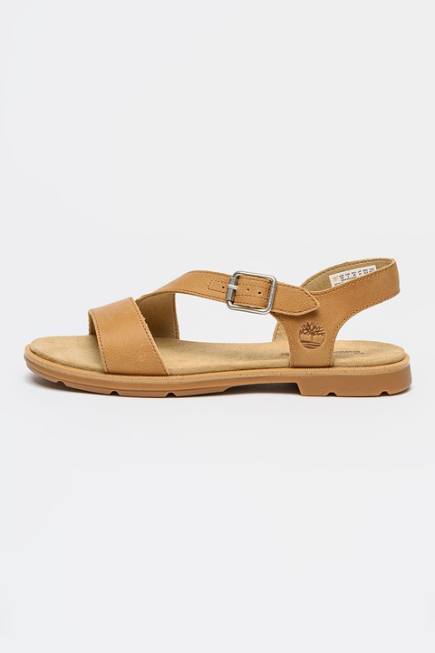 Timberland, Sandale de piele Calista, Bej inchis
