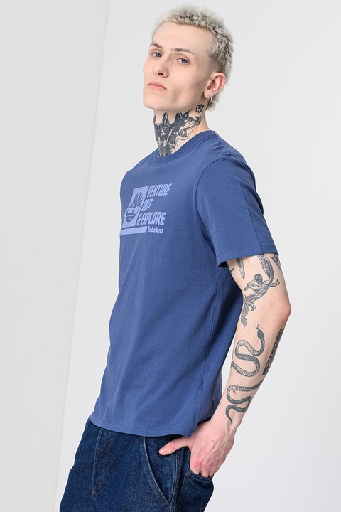 Timberland, Tricou cu imprimeu grafic Front, Albastru inchis