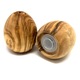 Set 2 solnite pentru sare si piper din lemn de maslin, forma ou, inaltime 5.5 cm