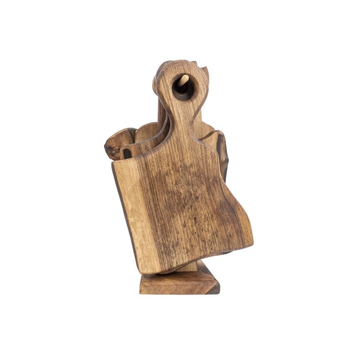 Set 4 bucati tocator cu suport, din lemn de nuc / 1012