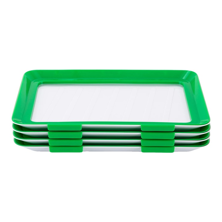 Set 4 cutii alimentare, material durabil, sigilare puternica pentru prospetime, verde inchis