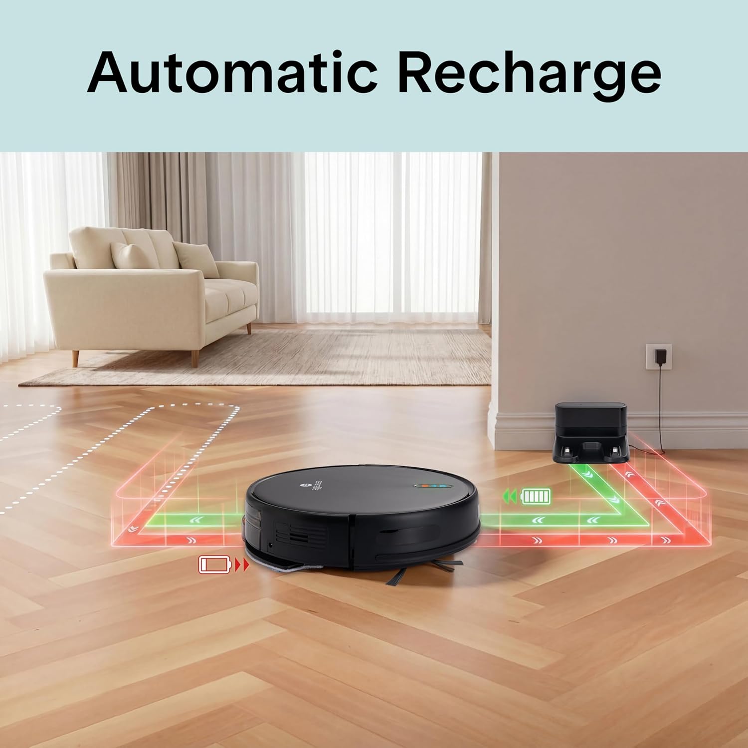 Aspirator robot si mop SereneLife Pro Edition, putere extrema, control prin aplicatie, negru