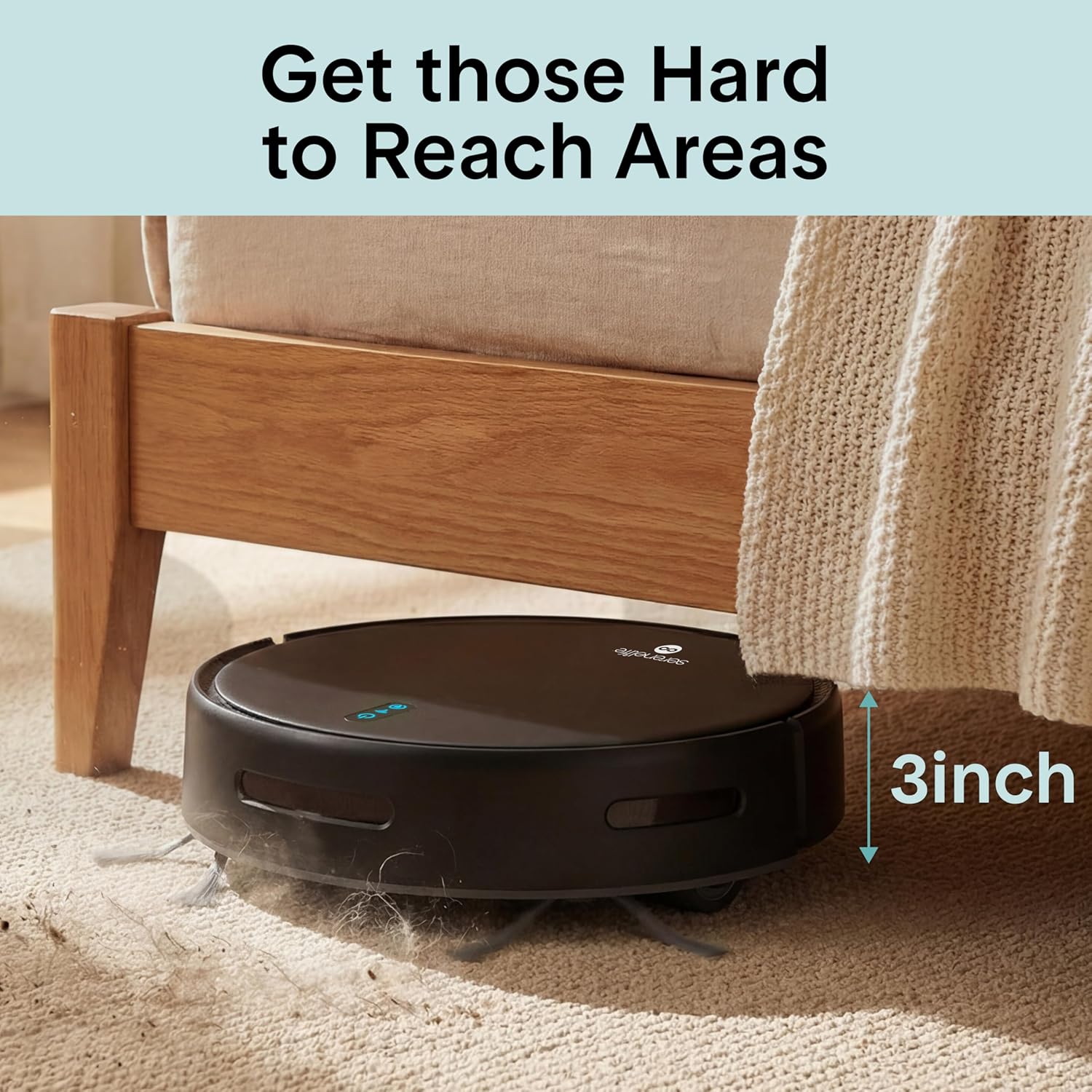 Aspirator robot si mop SereneLife Pro Edition, putere extrema, control prin aplicatie, negru