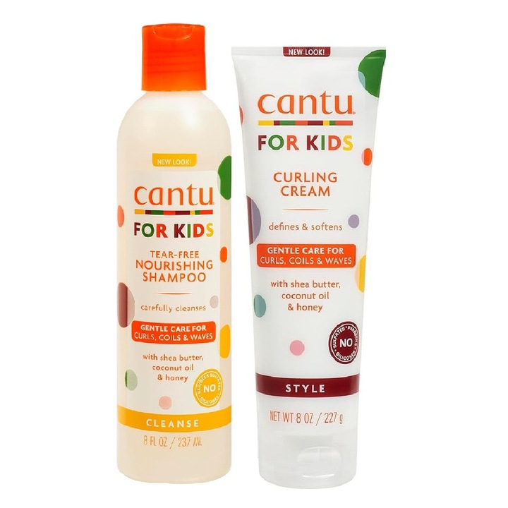Set Cantu kids, Sampon hidratant pentru copii cu par cret, formula fara lacrimi 237, Crema de par pentru definirea buclelor 236 ml