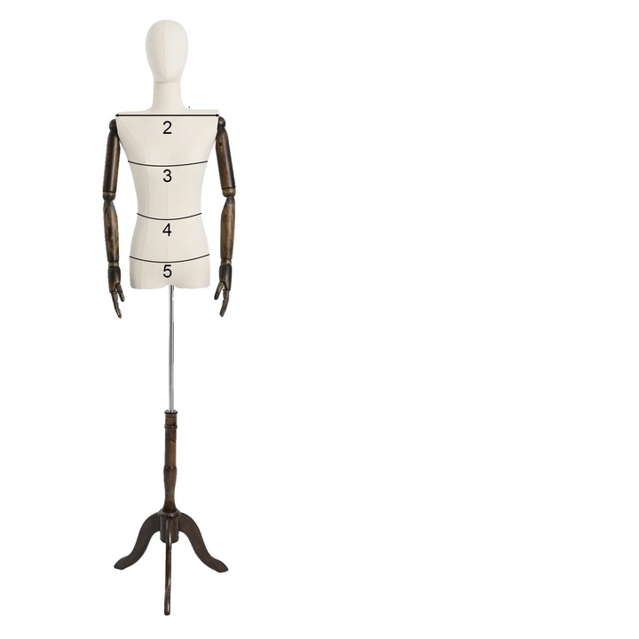 Manechin plastic, design complet, caracteristici de pozare ajustabile, maro inchis