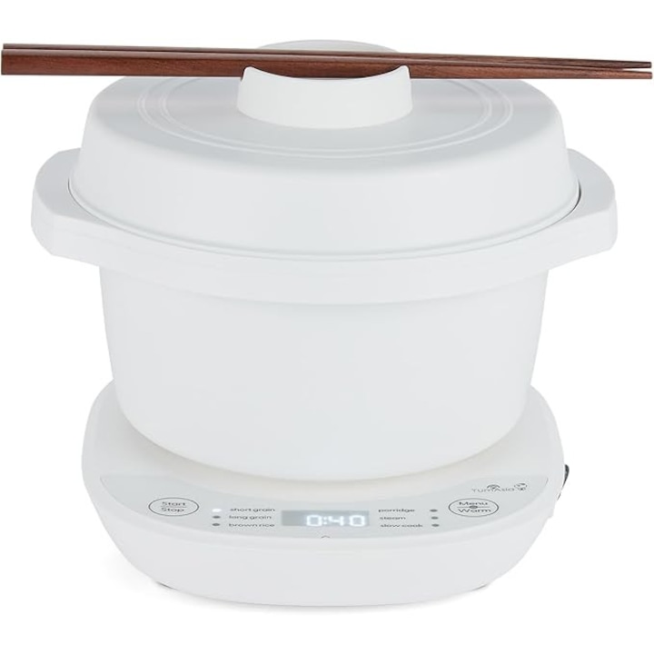 Multicooker Yum Asia Kotori Mini, 0.18 L, 1 cupa, bol ceramic Ninja, 3 functii pentru orez, alb