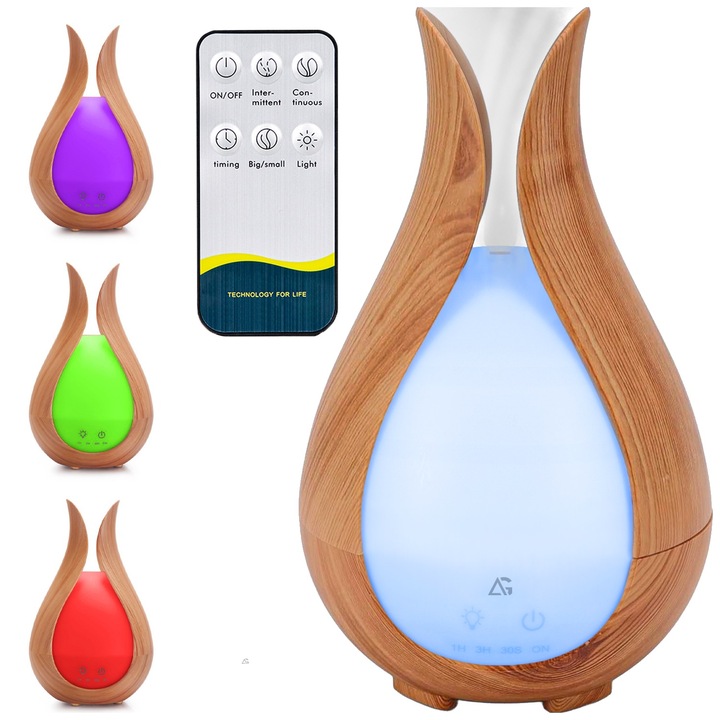 Umidificator aer ARSA GO, 200 ml, lampa de noapte LED, telecomanda, pentru copii