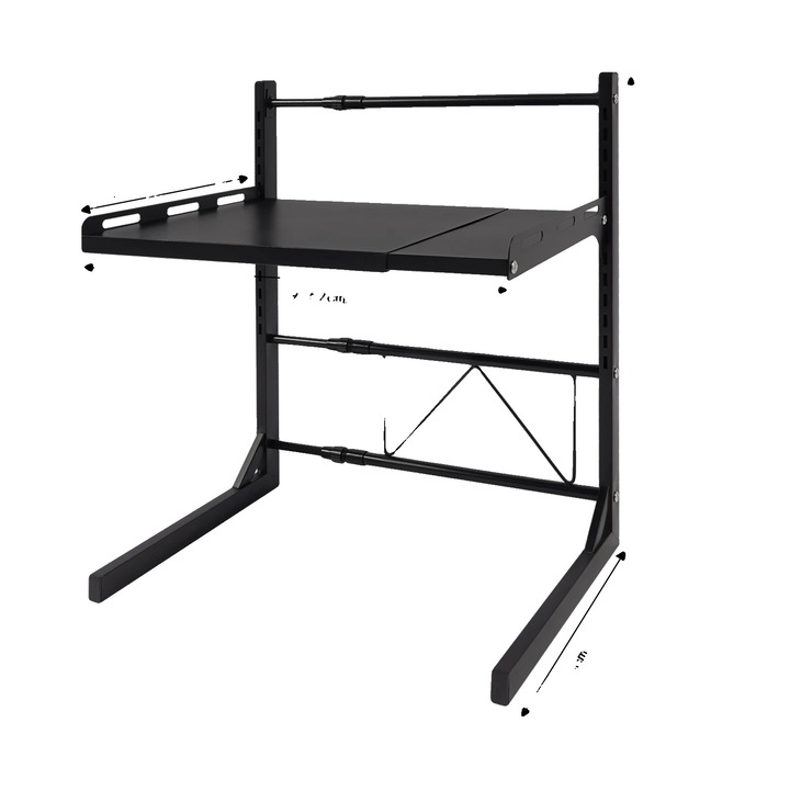 Raft pentru microunde, inaltime ajustabila, constructie robusta, negru, dimensiuni ajustabile 39x62cm
