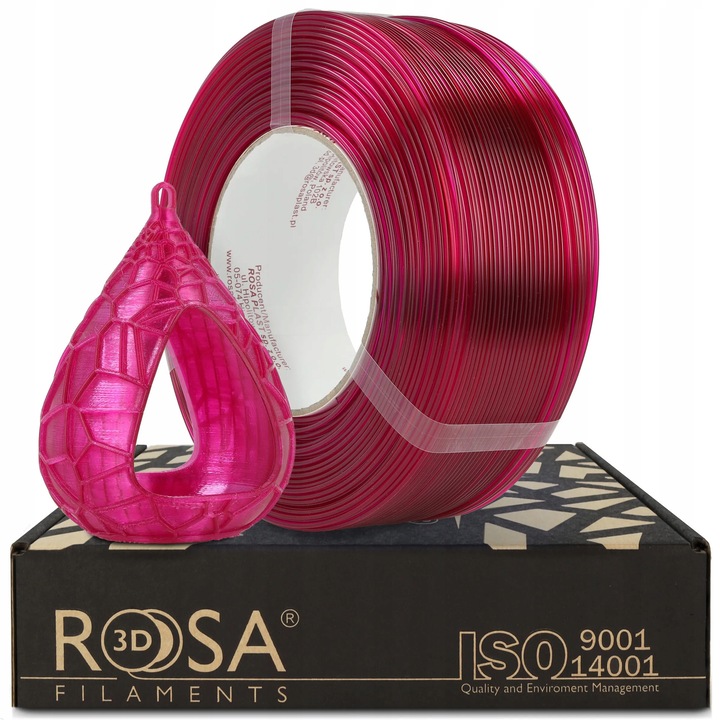 Filament 3D ROSA3D Refill PET-G Standard HS, Transparent Roz, Diametru 1.75 mm, Greutate 1 kg