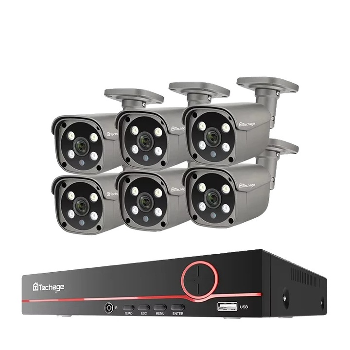 8 csatornás megfigyelőkészlet 6 db 5MP-es kamerával, AI érzékelés, kétirányú kommunikáció, HDD nélkül