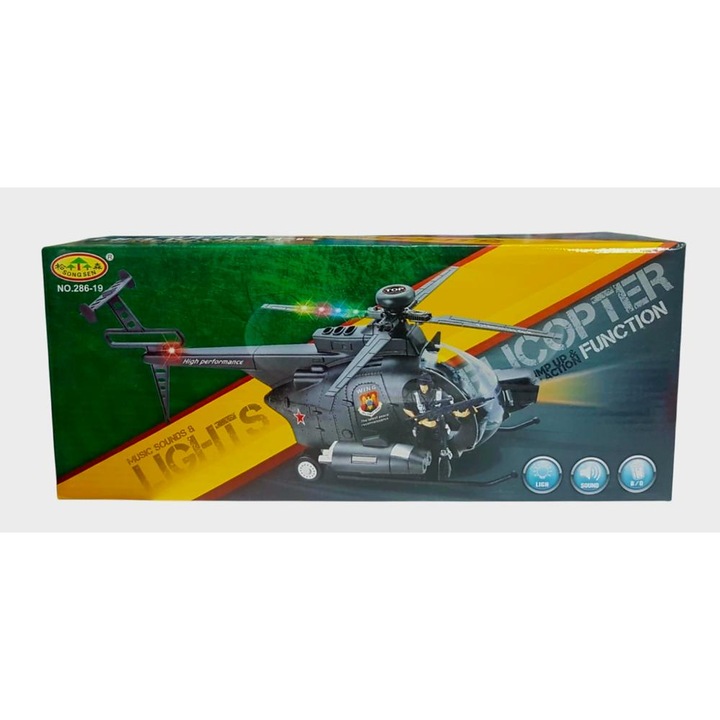 Elicopter de armata electric, figurina soldat, sunete reale si lumini