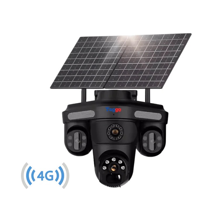 Taggo 12MP felügyeleti kamera, 4G SIM kártya, panorámás monitor, mobilalkalmazás vezérlés, napelem