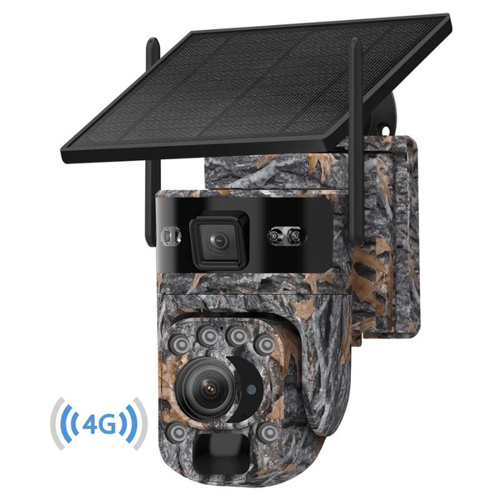 4G Megfigyelő Kamera, Szoláris, 2 Lencse, 8MP 4K, 99X Zoom, Alkalmazásból Vezérelhető, Színes Éjszakai Látás