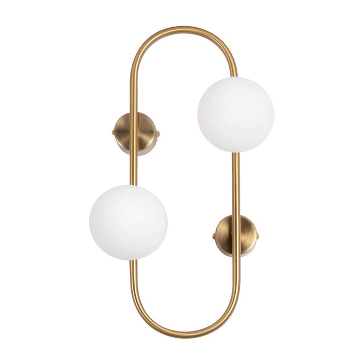 Аплик / Плафониера GALILEI AP2 месинг и бял 101023 Unique